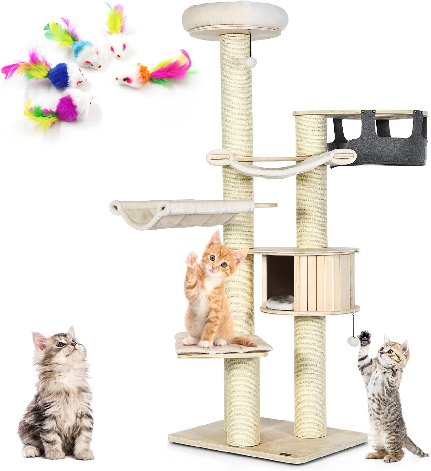 木製キャットタワー SUMIKA ステップマット・スケルトンベッド付き Amazon | [SUMIKA スケルトンラウンドベッド L ラージサイズ] キャット